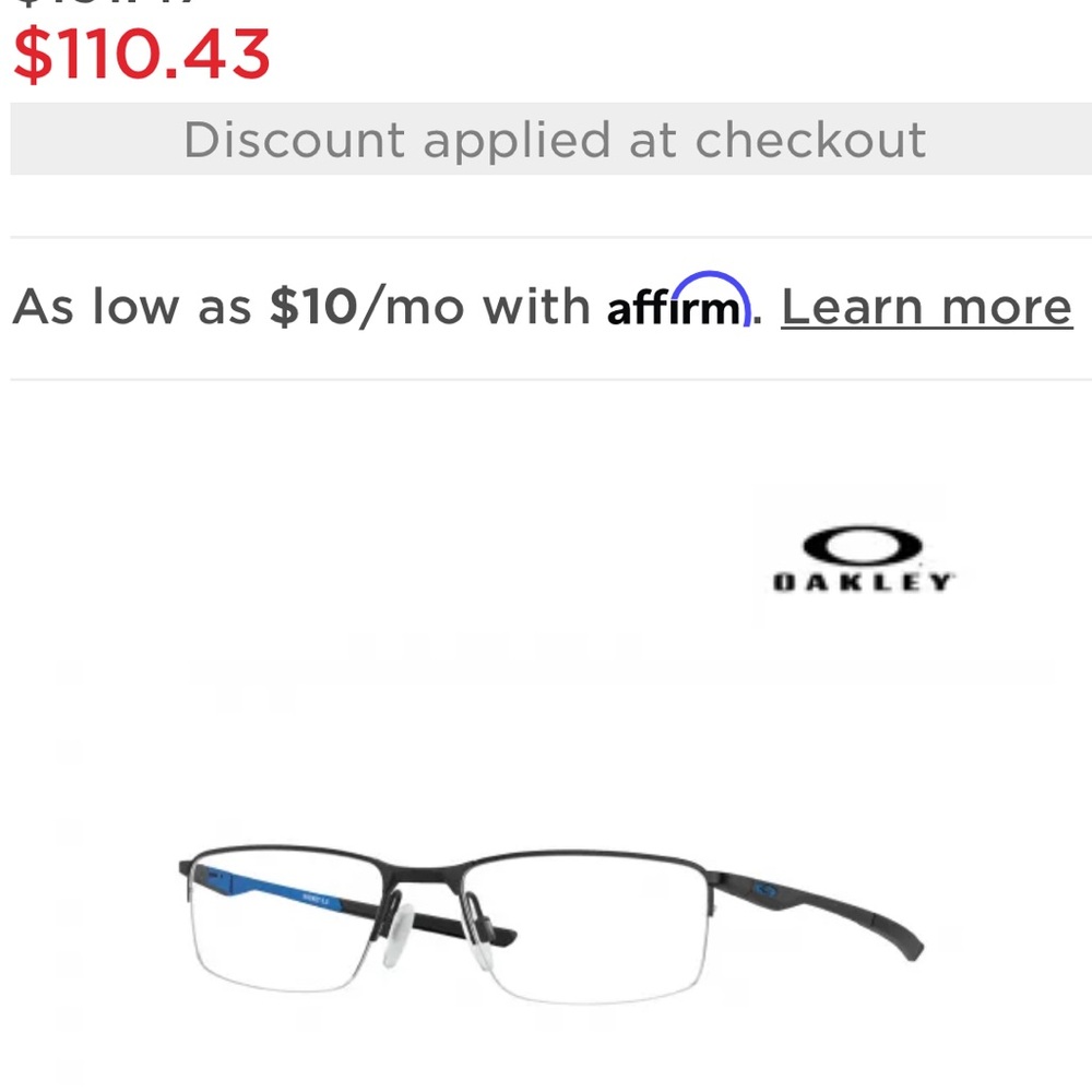 Oakley Black And Blue Eyeglasses With Prescription Socket 5.5